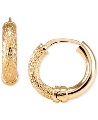 Macy's - Polished & Textured Extra Small Hoop Earrings in 10k Gold, 0.39"