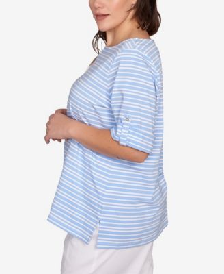 Plus Size Variegated Stripe Knit Top