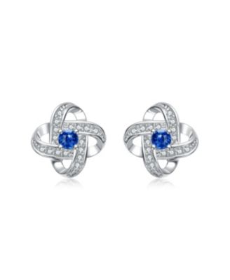 White Gold Plating with Colored Cubic Zirconia Swirled Stud Earrings