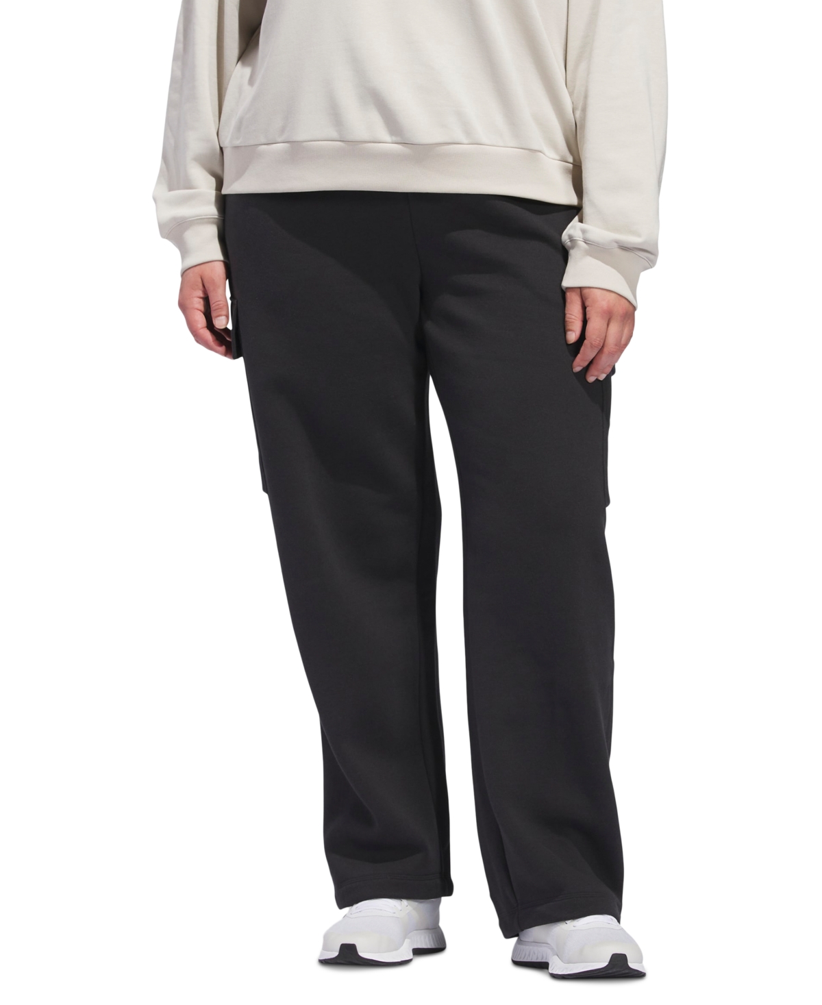 Adidas Originals Plus Size Essentials Fleece Logo Cargo Pants In Green