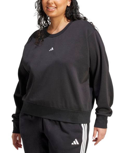 Женский свитшот adidas Plus Size Essentials Small-Logo Fleece, цвет: Чёрный