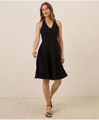 Women's Fit & Flare Gathered Halter Dress