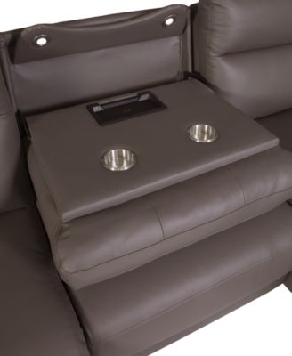 Thandler 5-Pc. Leather L Sectional with 3 Power Recliners and Drop Down Table, Exclusively at Macy's