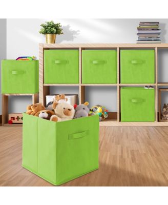 Set of 6 Collapsible Fabric Storage Cube Bins, Beige - 13" Foldable Cloth Baskets for Shelves and Cubby Organizers