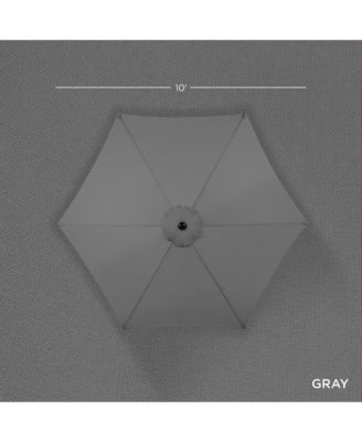 10ft Outdoor Woodgrain Pattern Steel Market Patio Umbrella w/ Crank, Tilt