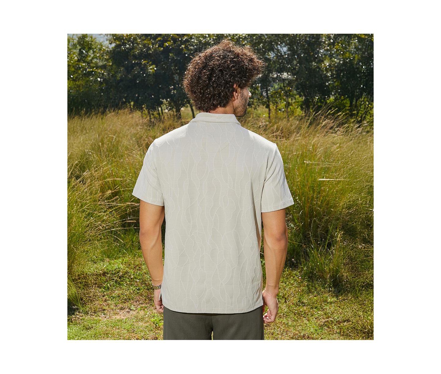 Мужская футболка Cahoot Campus Sutra Cream White Veined-Tactile Polo, цвет: Белый — фото 5