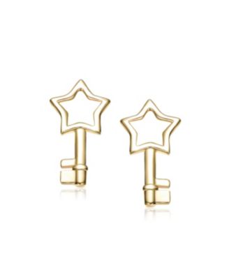 Kids 14K Gold Plated Star Key Drop Earrings