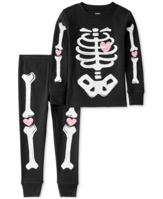 Carter's - Baby Girls 2-Pc. Glow in The Dark Skeleton Pajama Set