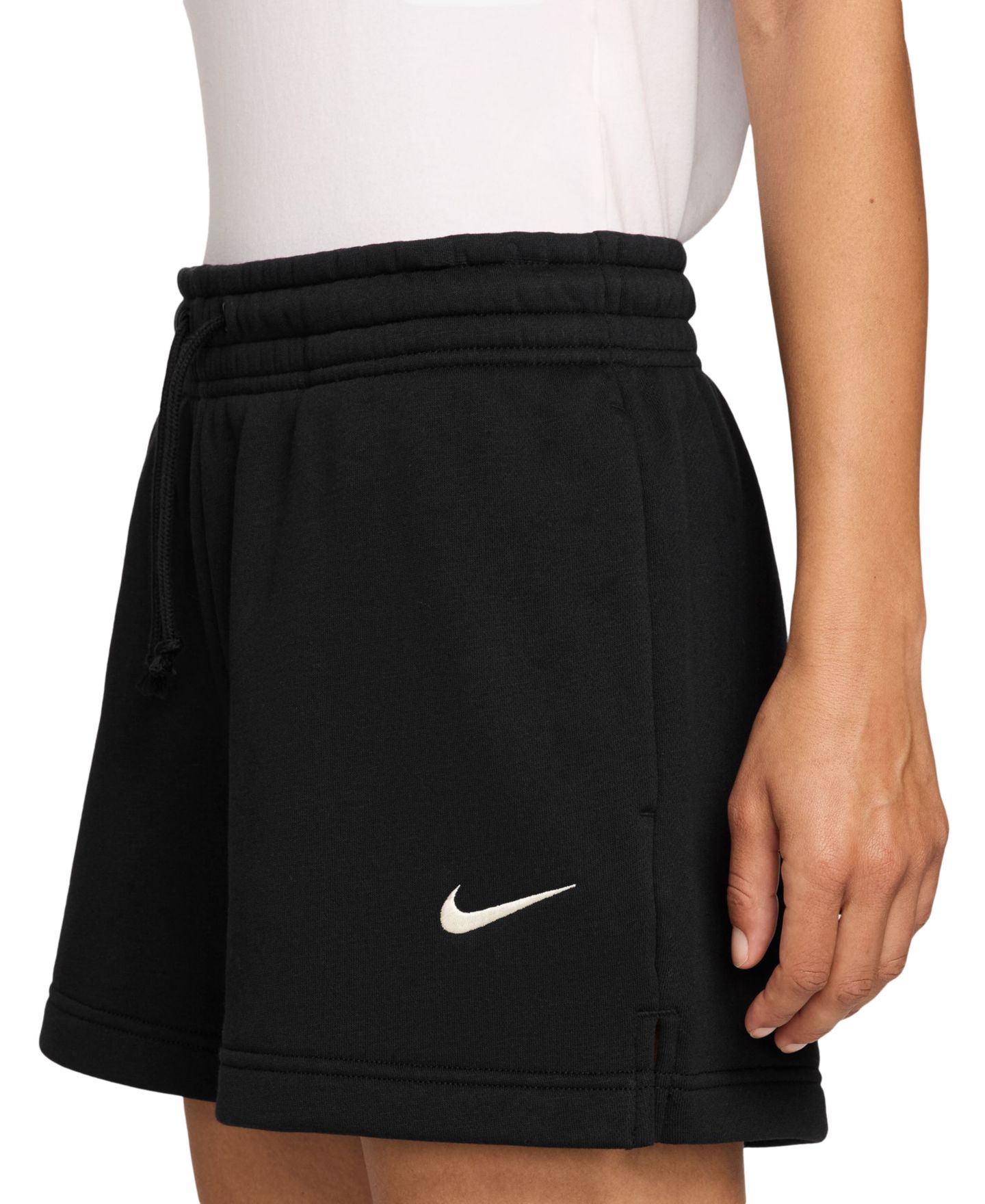 Женские шорты Nike Sportswear Phoenix Fleece Mid-Rise 4" Shorts, цвет: Чёрный / Молочный — фото 3