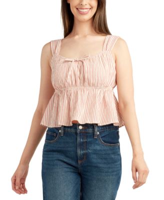 BCX - Juniors' Striped Sleeveless Babydoll Top