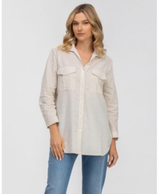 Women's Linen & Cotton Button-Up Shirt