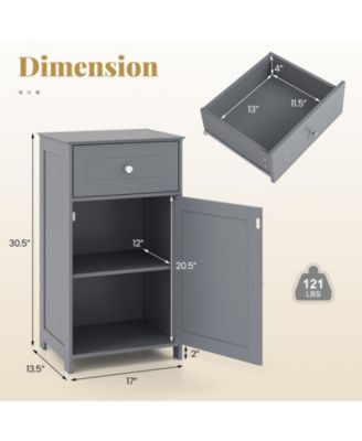 Slim Bathroom Storage Cabinet – Drawer, Single Door & Adjustable Shelf
