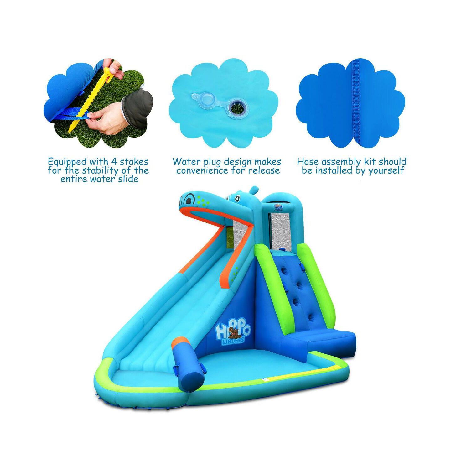 Детская игрушка SUGIFT Hippo Inflatable Water Slide Bounce House with Air Blower, For 2 to 3 Players, Ages 3-10 — фото 5