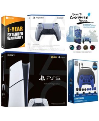 Playstation 5 Slim Digital with Extra Chroma Indigo Controller, Gamer Starter Kit and MightySkins Decal Voucher + 1 Year CPS Extended Warranty