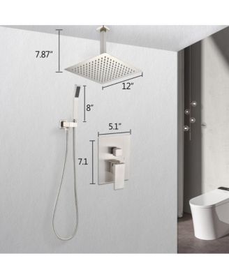 Ceiling Mounted Shower System Combo Set with Handheld and 12&amp;#x22;Shower head