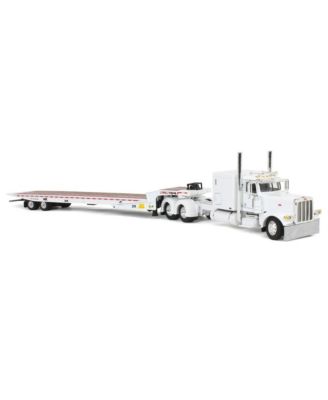 1/64 White Peterbilt 389 w/ Landoll 440B-50CA Traveling Axle Trailer DCP