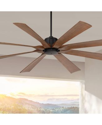 70" Possini Euro Design Defender Modern Industrial Indoor Outdoor Ceiling Fan Remote Control Matte Black Koa Damp Rated for Patio