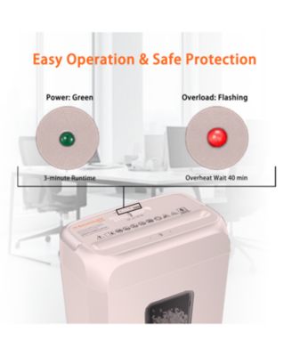Pink Shredder, Compact for Office, Cross-Cut 6 Sheets, Security Shredding, Shreds Cards & Mail, 3.4-Gallon Bin