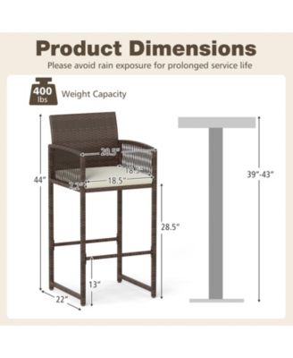 Outdoor Bar Stools Set of 2 Patio Bar Height Chairs with Cushions for Comfortable and Stylish Outdoor Seating