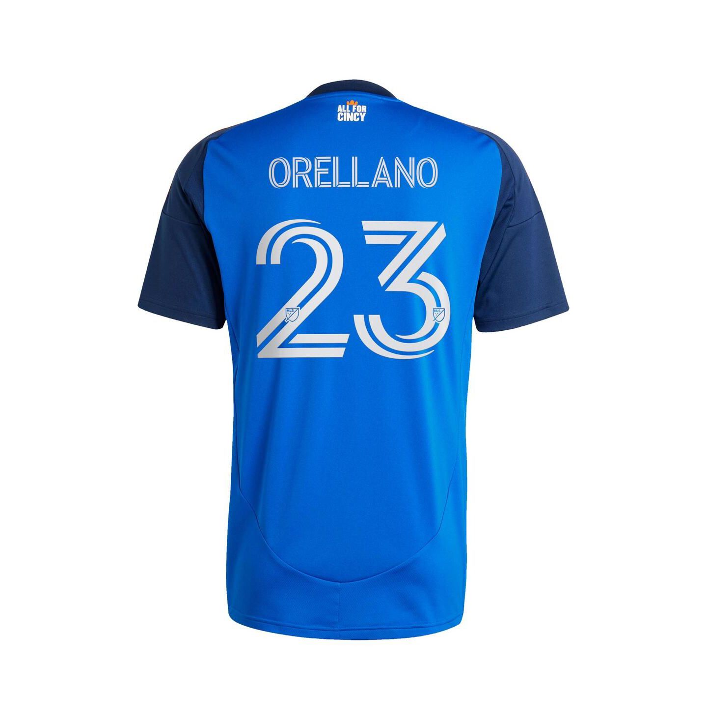Мужские топы adidas Luca Orellano Blue FC Cincinnati 2025 Orange and Blue Legacy Kit Replica Player Jersey — фото 3