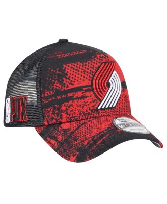 New Era - Men's Black/Red Portland Trail Blazers Tip Off A-Frame Trucker 9FORTY Adjustable Hat