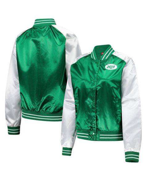 Женские куртки Mitchell & Ness Women's Green New York Jets Team 2.0 Satin Raglan Full-Snap Jacket
