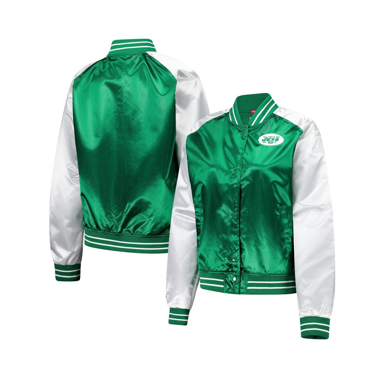 Women's Green New York Jets Team 2.0 Satin Raglan Full-Snap Jacket