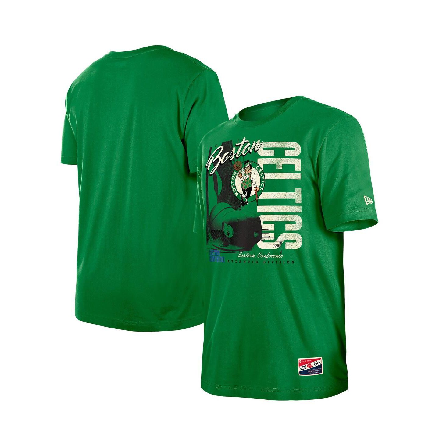 Мужские футболки New Era Kelly Green Boston Celtics Distressed Throwback Vintage Color Pack — фото 1