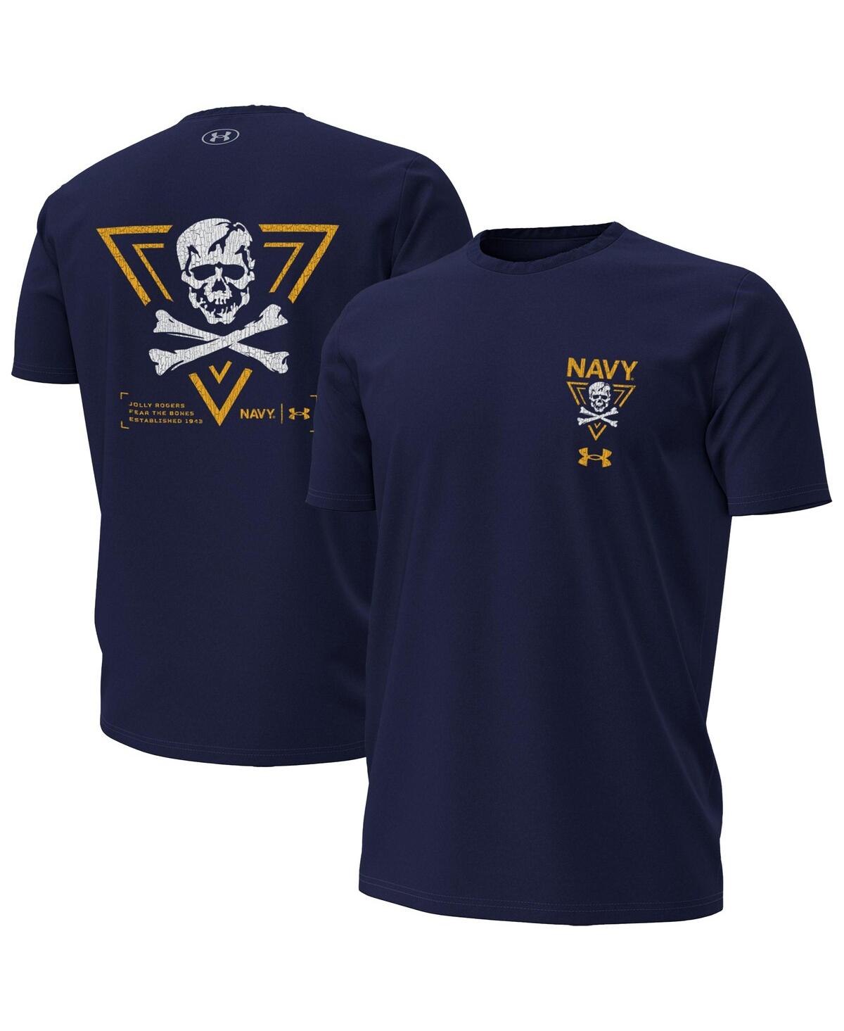 Men's Navy Midshipmen Distressed Jolly Rogers T-Shirt - Navy