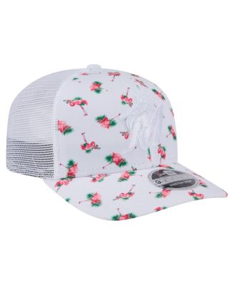 Men's White Miami Marlins Flamingo Mesh Back 9SEVENTY Stretch-Snap Hat