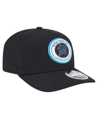 Men's Black Miami Marlins Circle Patch 9SEVENTY Stretch-Snap Hat