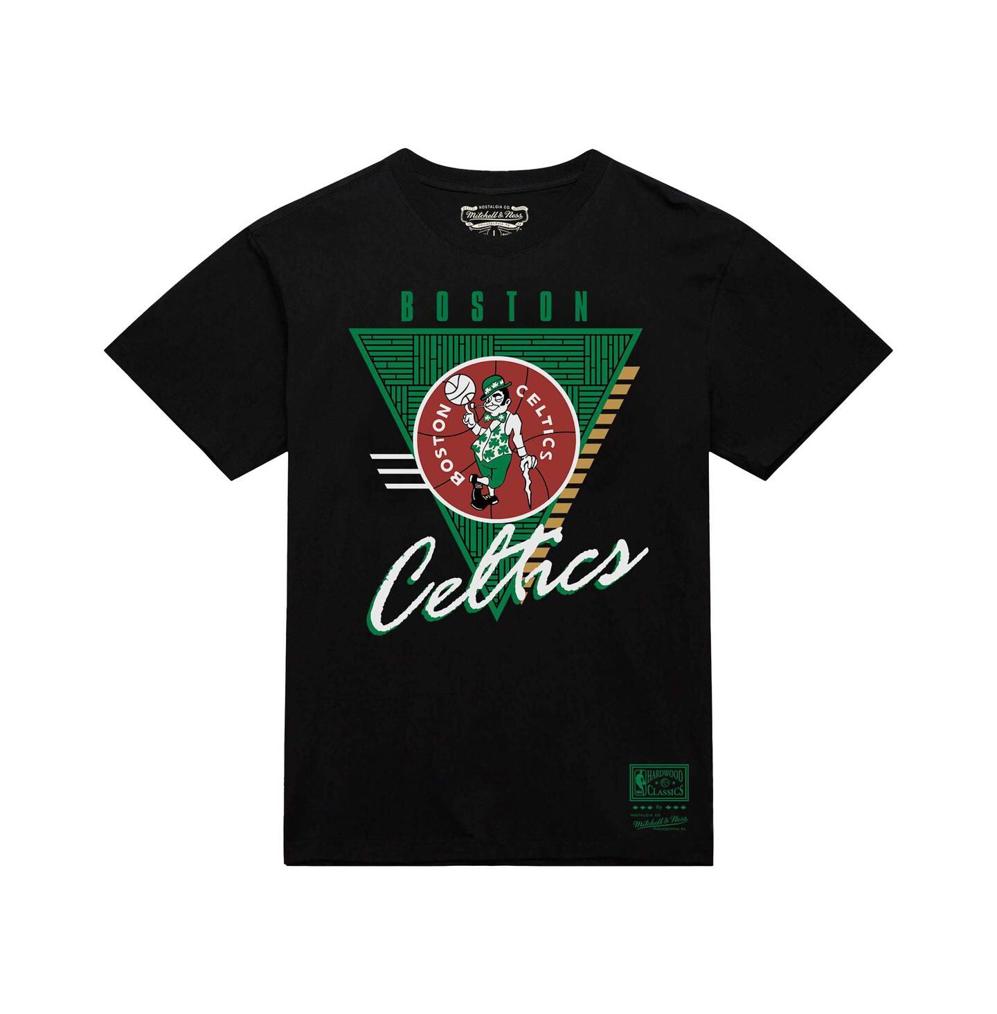 Мужская футболка Mitchell & Ness Black Boston Celtics Worldwide Collection Tri-Logo — фото 2