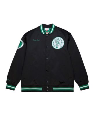 Men's Black Larry Bird Boston Celtics NBA Legends Full-Snap Satin Jacket