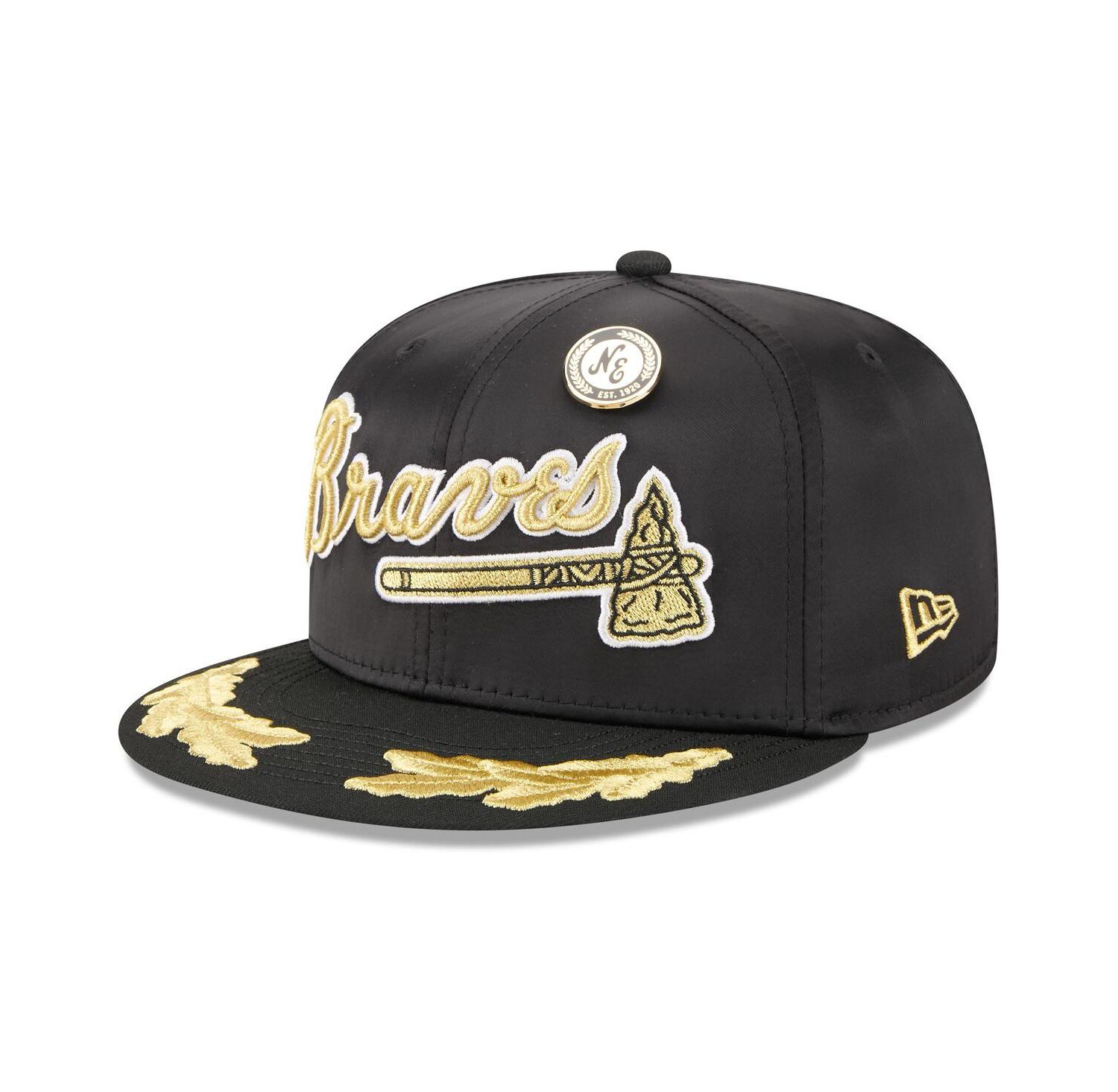 Men's Black Atlanta Braves 2025 59FIFTY Day Gold Leaf 59FIFTY Fitted Hat