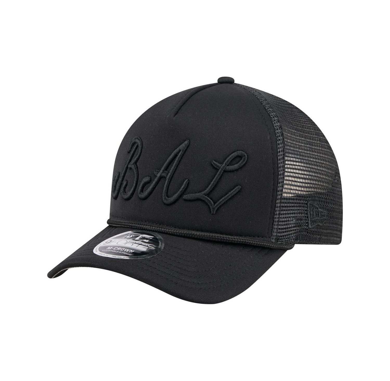 Men's Black Baltimore Orioles City Initial 9FORTY A-Frame M-Crown Adjustable Trucker Hat