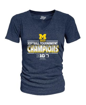 Blue 84 - Women's Navy Michigan Wolverines 2025 Big Ten Softball Conference Tournament Champions Locker Room V-Neck T-Shirt