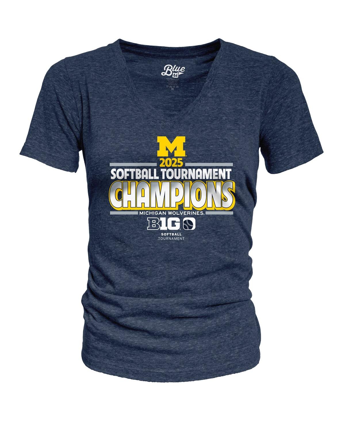 Women's Navy Michigan Wolverines 2025 Big Ten Softball Conference Tournament Champions Locker Room V-Neck T-Shirt - Navy