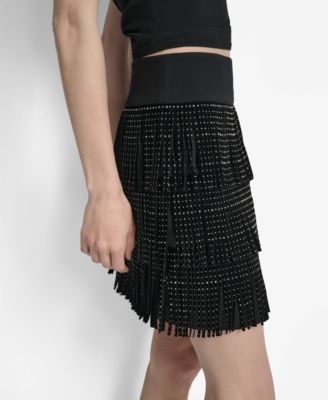 Women's Studded Fringe Mini Skirt