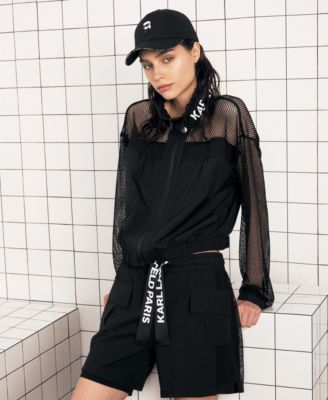 KARL LAGERFELD PARIS - Women's Mesh-Trim Crop Jacket