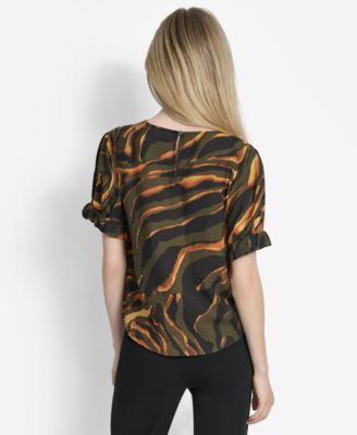 Women's Printed Voile Short-Sleeve Blouse