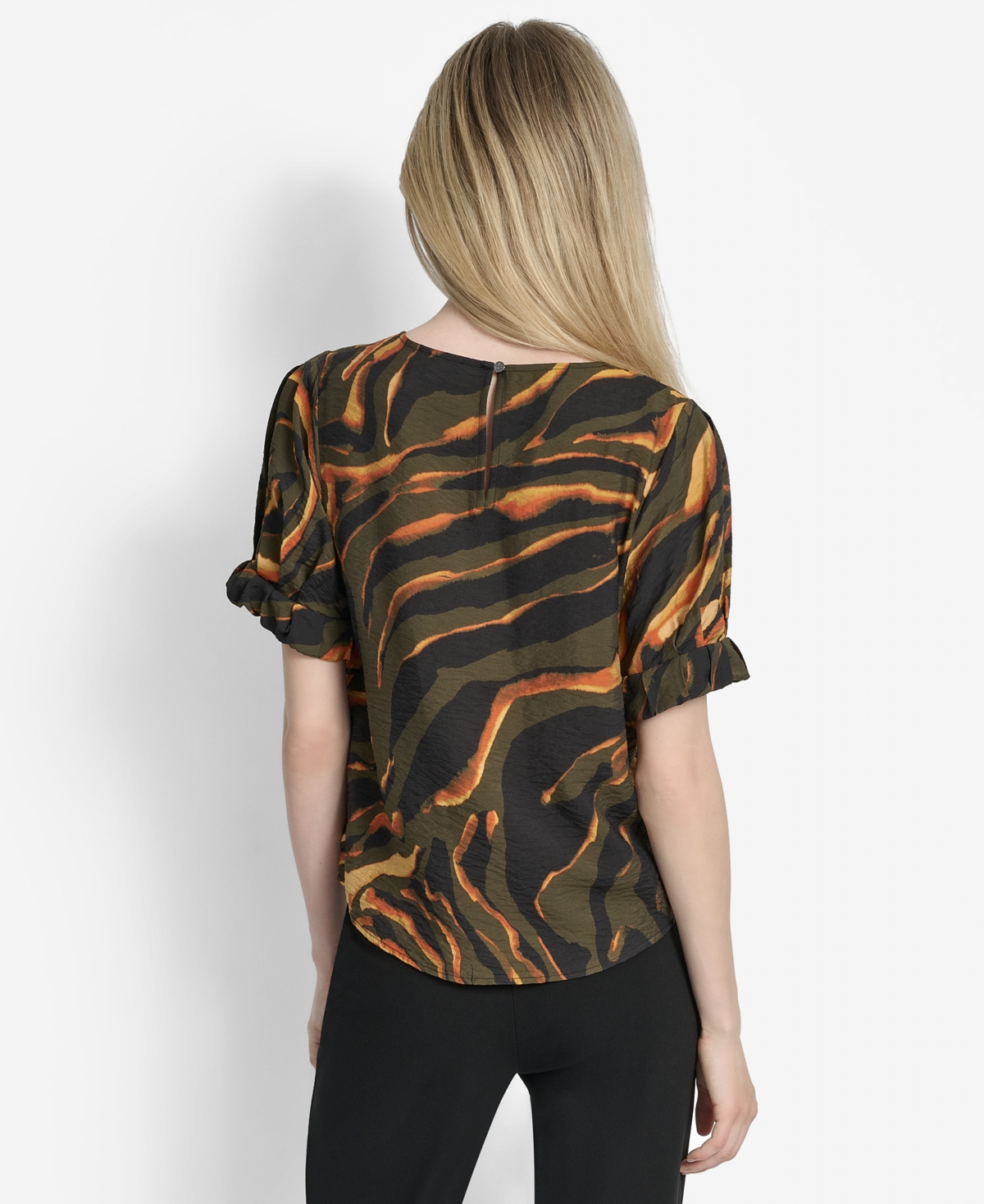 Dkny Abstract Zebra Print Voile Top In Multi