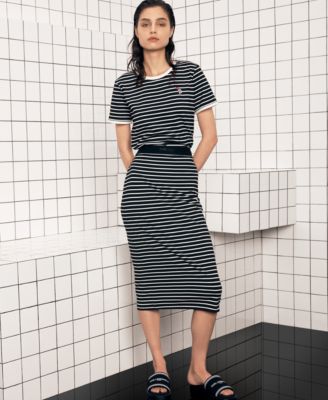 KARL LAGERFELD PARIS - Women's Striped Midi Skirt