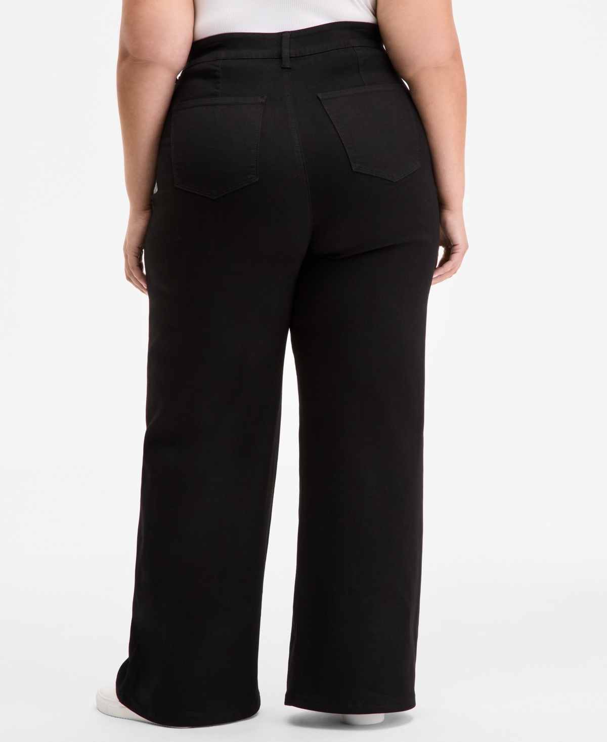 On 34th Trendy Plus Size High-rise Wide-leg Jeans, Exclusively At Macy's In Black