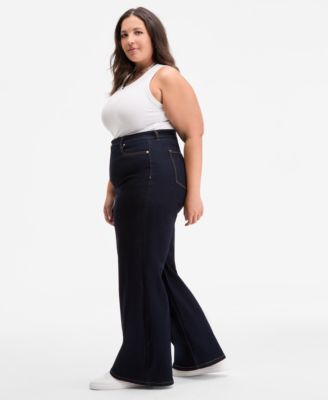 Trendy Plus Size High-Rise Wide-Leg Jeans, Exclusively at Macy's