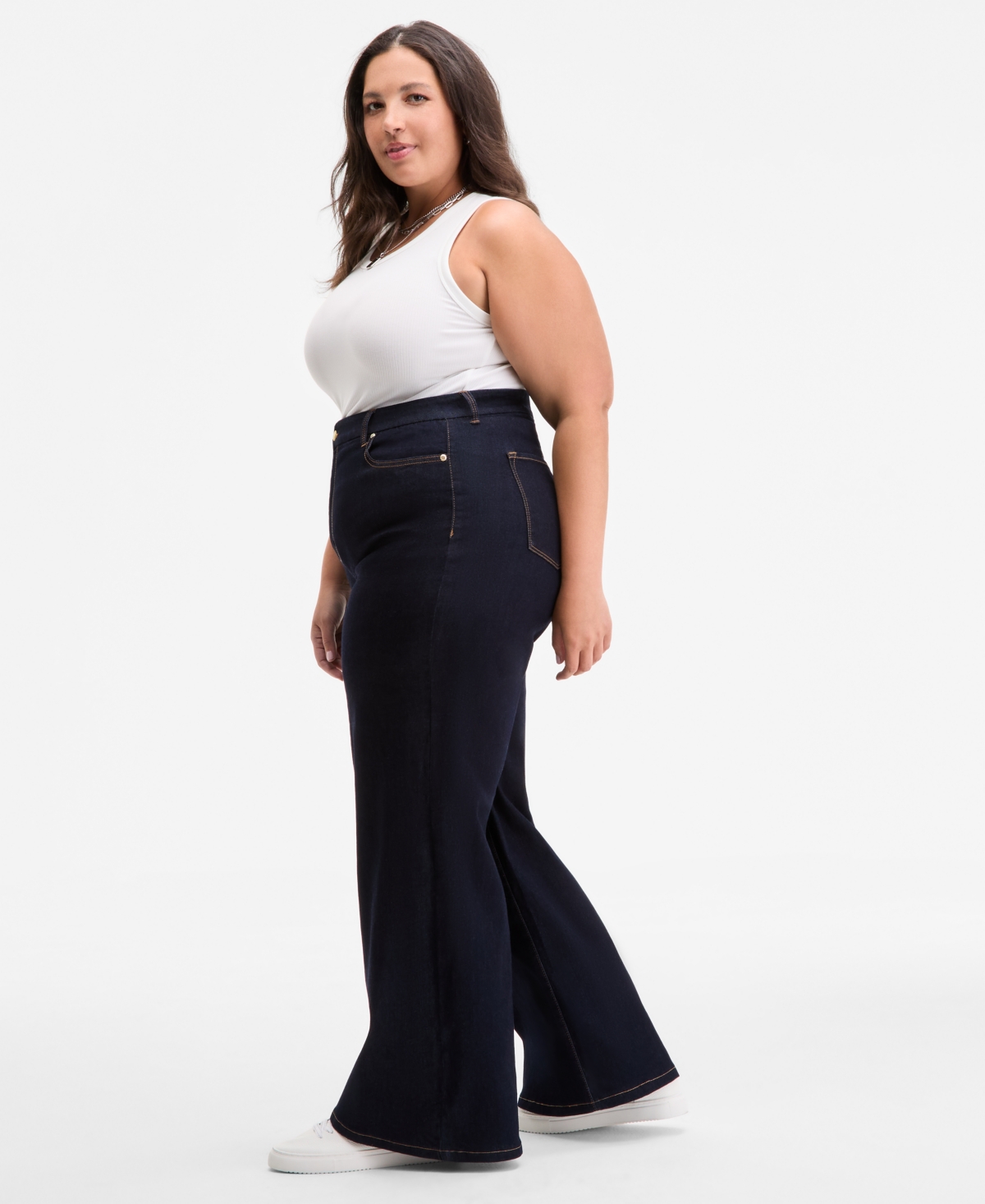 On 34th Trendy Plus Size High-rise Wide-leg Jeans, Exclusively At Macy's In Purple