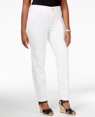 Charter Club Plus Size Tummy-Control Bright White Wash Ankle Jeans ...