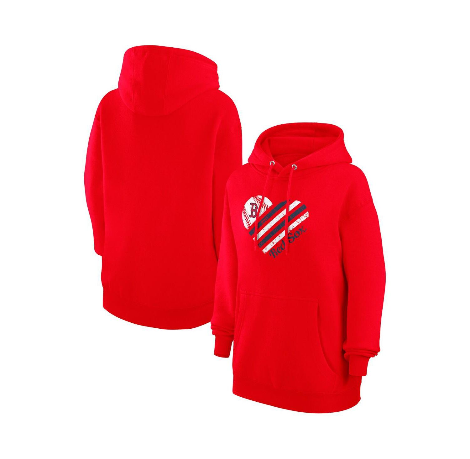 Women's Red Boston Red Sox Heart Fleece Pullover Hoodie