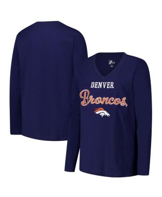 G-III 4Her by Carl Banks - Women's Navy Denver Broncos Post Season Long Sleeve V-Neck T-Shirt