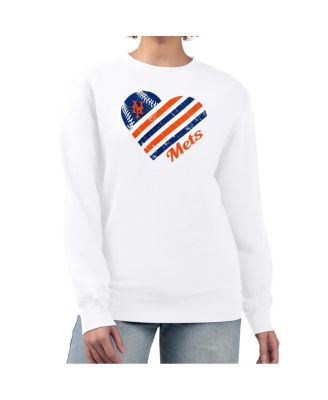 G-III 4Her by Carl Banks - Women's&nbsp;White New York Mets Heart Logo Fleece Pullover Sweatshirt