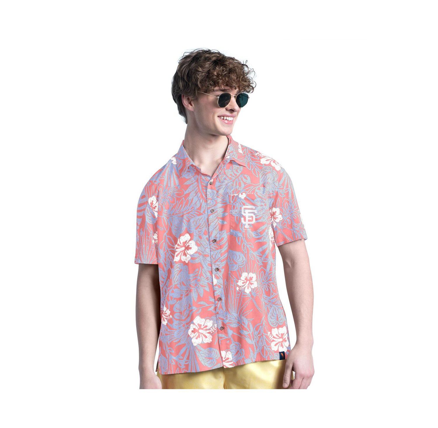 Men's Coral San Francisco Giants Palm Shade Party Button-Up Shirt